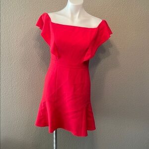 BCBGMaxAzria Vibrant Red Ruffle Mini Dress